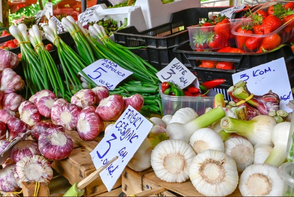 vers eten op de markt