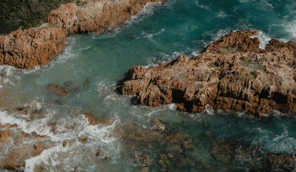 The Heads in Knysna, Zuid-Afrika, van bovenaf